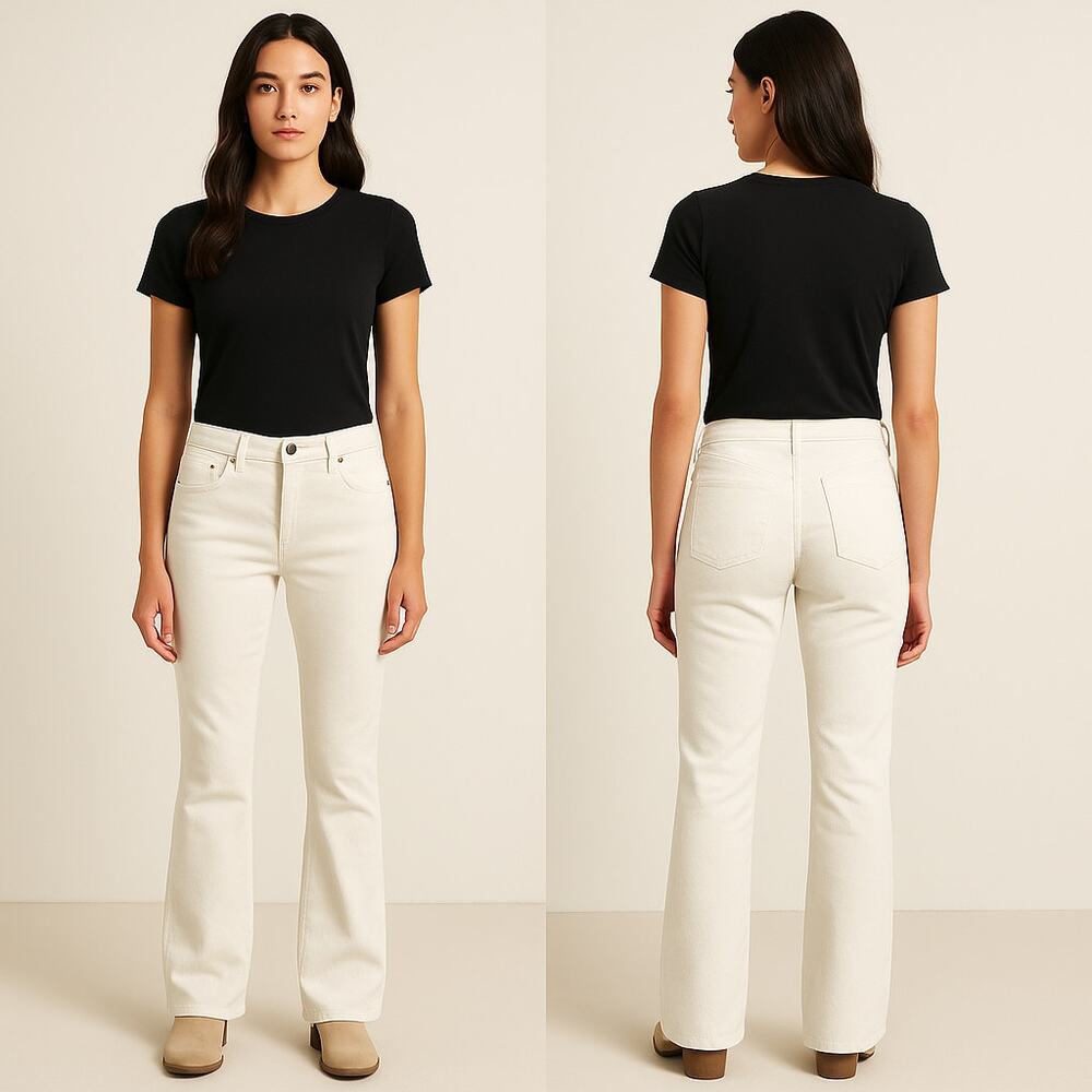 Ann Taylor White Bootcut Stretch Pants Size 8 Soft Microfiber-Feel Texture Boho